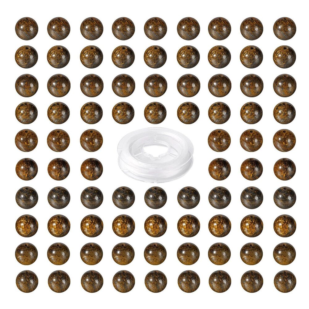 8446 100 Pcs 8mm Natural Bronzite Gemstone Beads Round Brown Stone